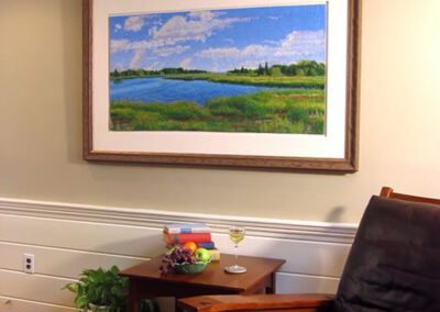 Essex Marshes (2002).54 x 27 inches. Custom framed.