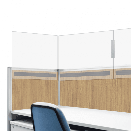 This cubicle comes with clear a plexiglass divider.