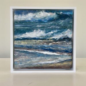 Which Way II? 9 x 9 x 1 inches, white floater frame.