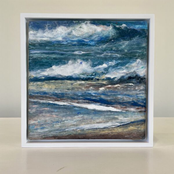 Which Way II? 9 x 9 x 1 inches, white floater frame.