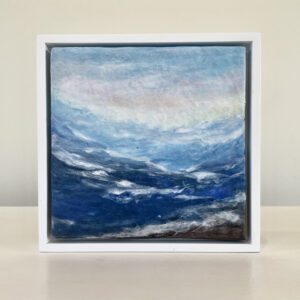 Fog Warnings, 7 x 7 x 1 inches, white floater frame.