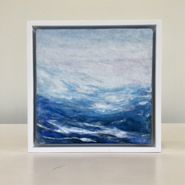 Lapping Waves, 7 x 7 x 1 inches, white floater frame.